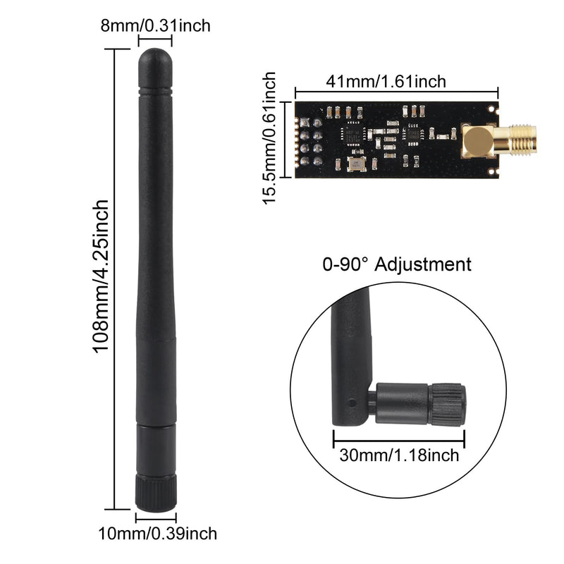 NRF24L01+PA+LNA 2.4GHz Wireless Transceiver Module with SMA Antenna & Breakout Adapter 1100m Range On-Board 3.3V Regulator for Arduino 1pcs