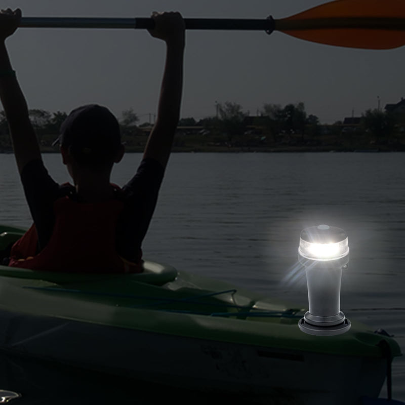 Battery Powered Anchor Stern Navigation Light LED with Magnetic Base for Boat Marine Surface Mounting (White) White