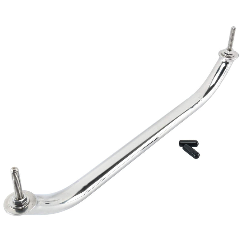 Amarine Made 2-Pack 12", 16", 18" Polished Stainless Heavy Duty Oval Boat Marine Grab Handle Hand Rail with Flange & Stud (12 ")