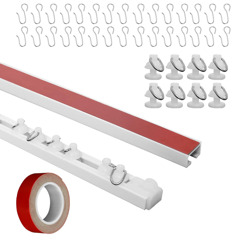 Self Adhesive Curtain Track,9.8FT Ceiling Curtain Track No Drill,Curtain Track Ceiling Mount, Curtain Track for RV,Trailer,Home 118 inch