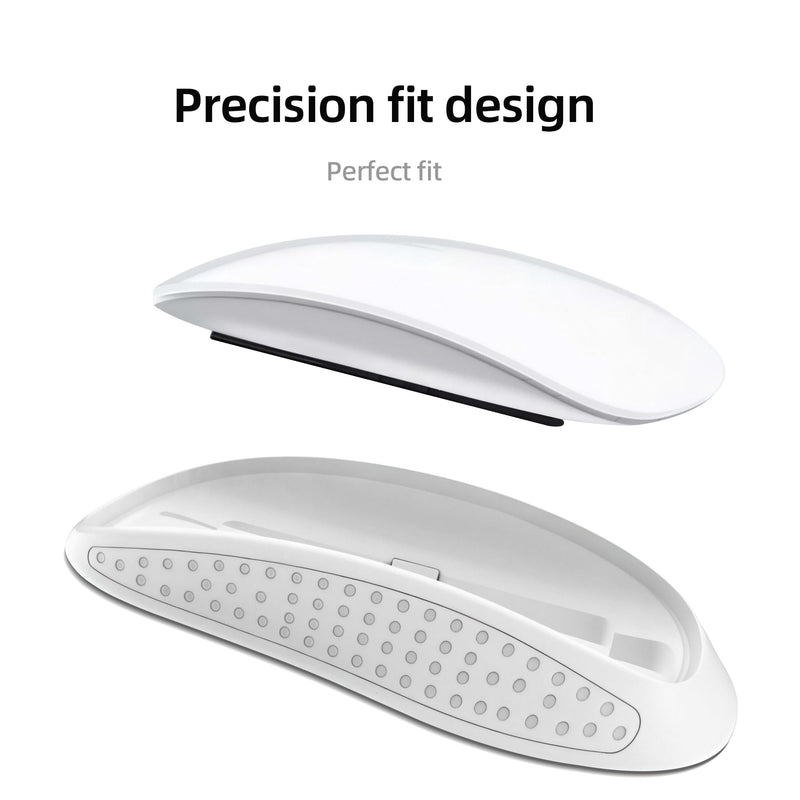 Mouse Pad Riser with Widened Palm Support，White Ergonomic Dock Base for Apple Magic Mouse 2/3 – Raised, Widened Palm Rest for Enhanced Comfort