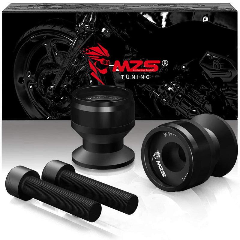 MZS 10MM Swingarm Spools, Universal M10 x 1.25 and M10 X1.5 Motorcycle Sliders Stand CNC Black Compatible with EX250 EX300 EX650 Z1000SX Z750 Z1000 ZX6R ZX7R ZX10R ZX12R ZX14R ZZR600 EN650 390 790