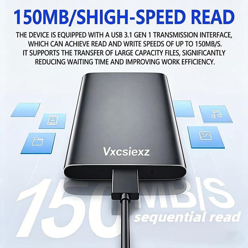 500GB Portable External HDD - USB 3.0/2.0 Compatible, Shock/Dust/Rain Resistant for Mac & PC 500 GB