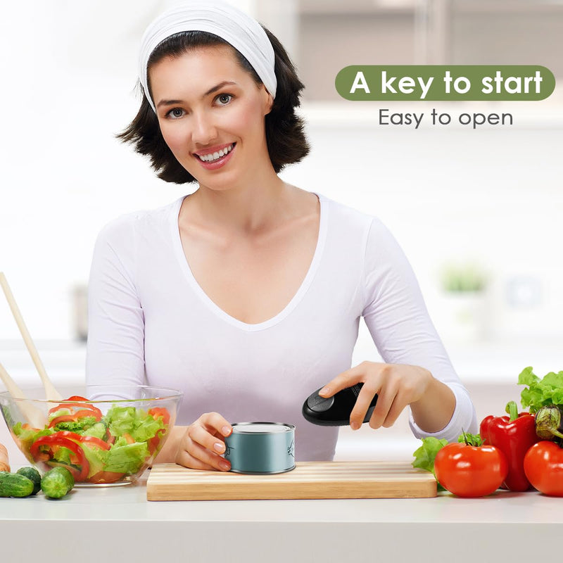 Electric Can Opener, Black, Automatic Hands-Free Operation, One-Touch Start, Fast Hygienic Design, Safe No Sharp Edges