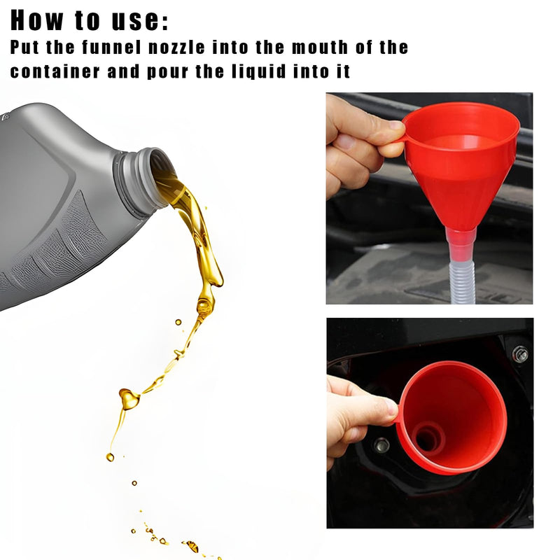 Funnels for Automotive Use, Flexible Oil Funnels with Long Hose, Plastic Wide Mouth Funnel for Water, Fluid, Liquid, Engine Oil, Gas, Fuel Transmission, Car Accessories (1 PCS) 1 PCS