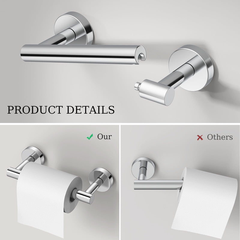 Toilet Paper Holder & Towel Holder, Bathroom Hardware Set-SUS304 Stainless Steel Double Post Pivoting Tissue Roll Holder and Hand Towel Ring Set for Bathroom, RV, Chrome