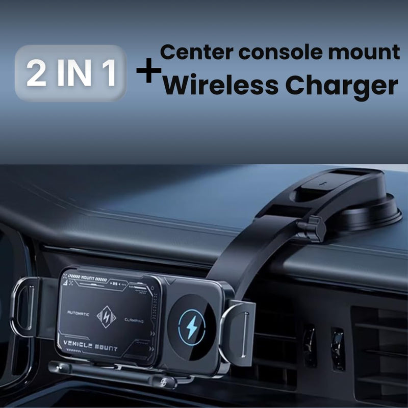 Wireless Car Charger Mount, Auto-Clamping Phone Holder with Fast Charging – Wireless Cell Phone Charging Car Mount for iPhone & Android (Dashboard Mount) Dashboard Mount