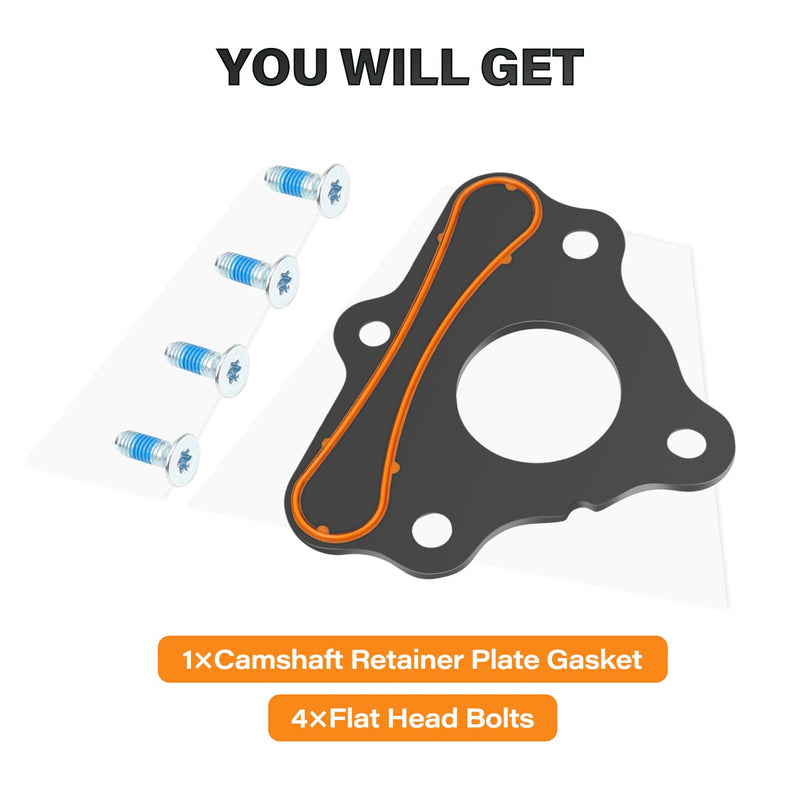 Camshaft Retainer Plate Gasket Steal and Bolt kit Compatible with LS Series All GM LS LT Gen III IV V Engines for LS1 LS2 LS3 4.8 5.3L 6.0L 6.2L Replaces# ARP 134-1003 12589016