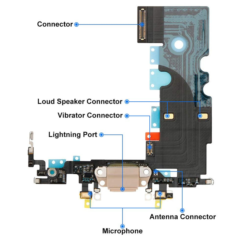 MMOBIEL Dock Connector Compatible with iPhone 8 Series - Charging Port Flex Cable - Headphone Port/Microphone/Antenna Replacement - Incl. Screwdrivers - Gold