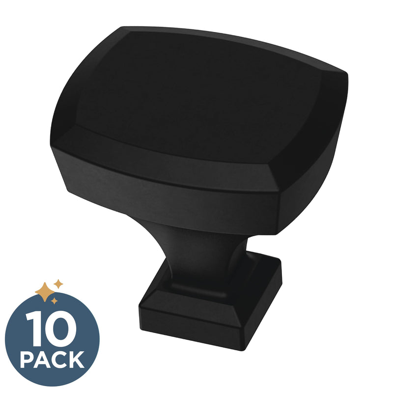 Franklin Brass 10 Pack Matte Black Cabinet Knobs 1-1/4 inch (32mm) Kitchen Cabinet Handles and Drawer Knobs for Cupboards, Dressers, Furniture, Bathroom Vanity |Beveled 1-1/4" (32mm) Knob