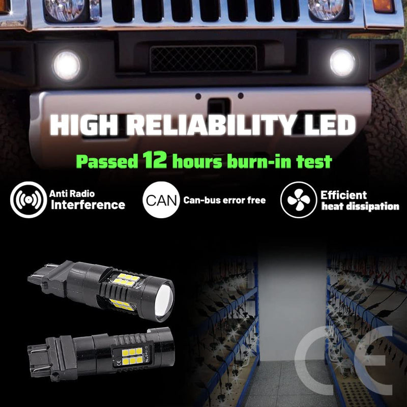 NJSBYL H2 LED Daytime Running Lamps for H-ummer H2 2003 2004 2005 2006 2007 2008 2009 DRL Position Bulbs 21 SMD Chipsets 1200 Lumens Xenon White LED Driving Running Lights