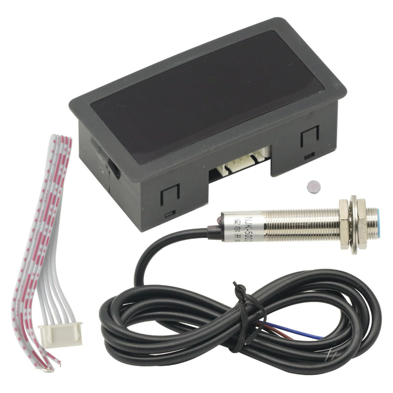 Tachometer 4 Digital LED Tach RPM Speed Meter,Digital Speedometer with Hall Proximity Switch Sensor NPN