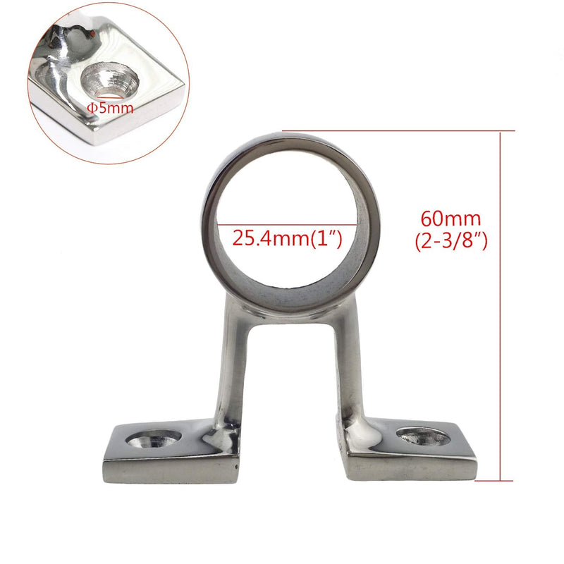 Pair of 316 Stainless Steel Marine Grade Boat Hand Rail Railing Fitting Center Bracket Stanchion (I.D.26MM) Hardware for 1in Tubing