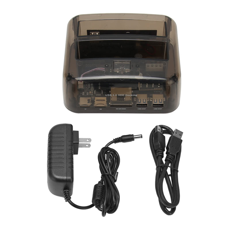 USB 3.0 to SATA IDE Bay Docking Station for 2.5 or 3.5in HDD SSD, Support 20TB, Hot Swap, Offline Clone, Tool Installation (US Plug)