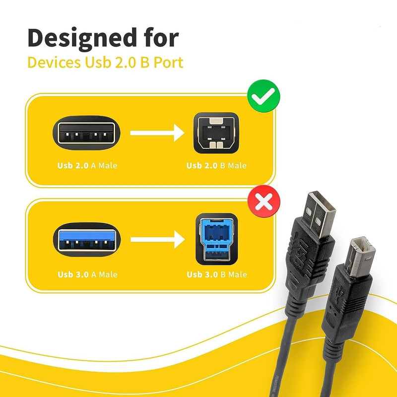 (10-Pack) USB A to B Printer Cable 10-ft., High Speed Scanner Printer Cord Compatible for HP Canon Dell Epson Brother Lexmark Xerox Samsung Piano DAC, Etc (10-Feet) 10-Feet