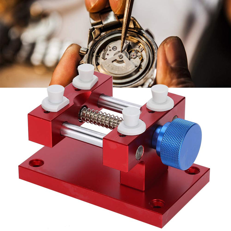 ZJchao Watch Case Holder, 80mm Maximum Opening Aperture Metal Adjustable Watch Case Holder Watch Strap Remover Base Watch Movement Base Repair Tool Watch Back Case Opener for Watch Makers Repairing Red