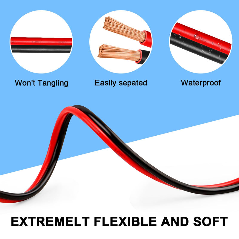 12 Gauge Wire 25 Feet, 12/2 AWG Pure Copper Wire, 12AWG 2 Conductors Red Black Oxygen Free Stranded Low Voltage Wire for Solar Panel, Automotive, Audio Auto, LED Lighting(12 AWG 25FT) 25 FT