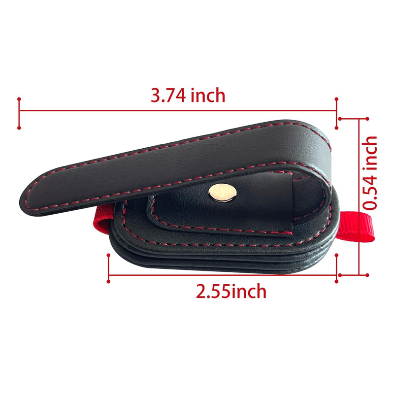 2 Pack Sunglasses Holder for Car Visor, Magnetic Leather Eyeglass Clip, Applicable to Most Eyeglasses,Ticket，Notes and Non-Magnetic Cards, etc. (Black)