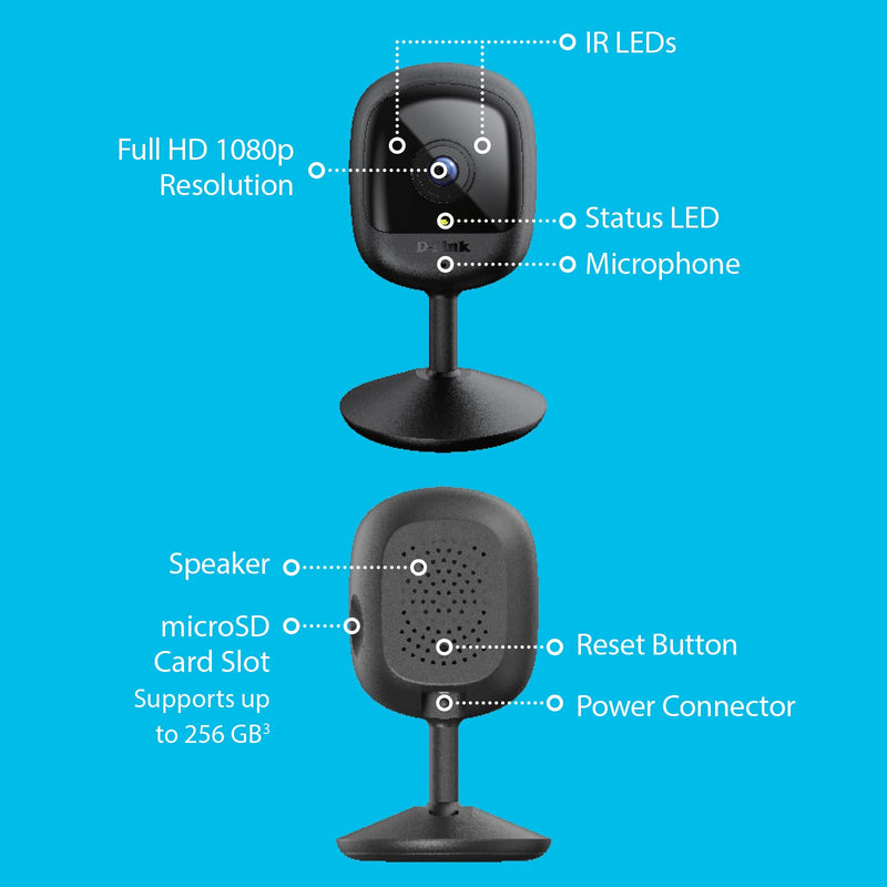 D-Link Pro Series Compact Full HD Pro Wi-Fi Camera w/Full HD 1080p Resolution, Sound & Motion Detection, 2-Way Audio, Cloud & Local Recording, Night Vision (DCS-6100LHV2) Indoor Full HD Camera