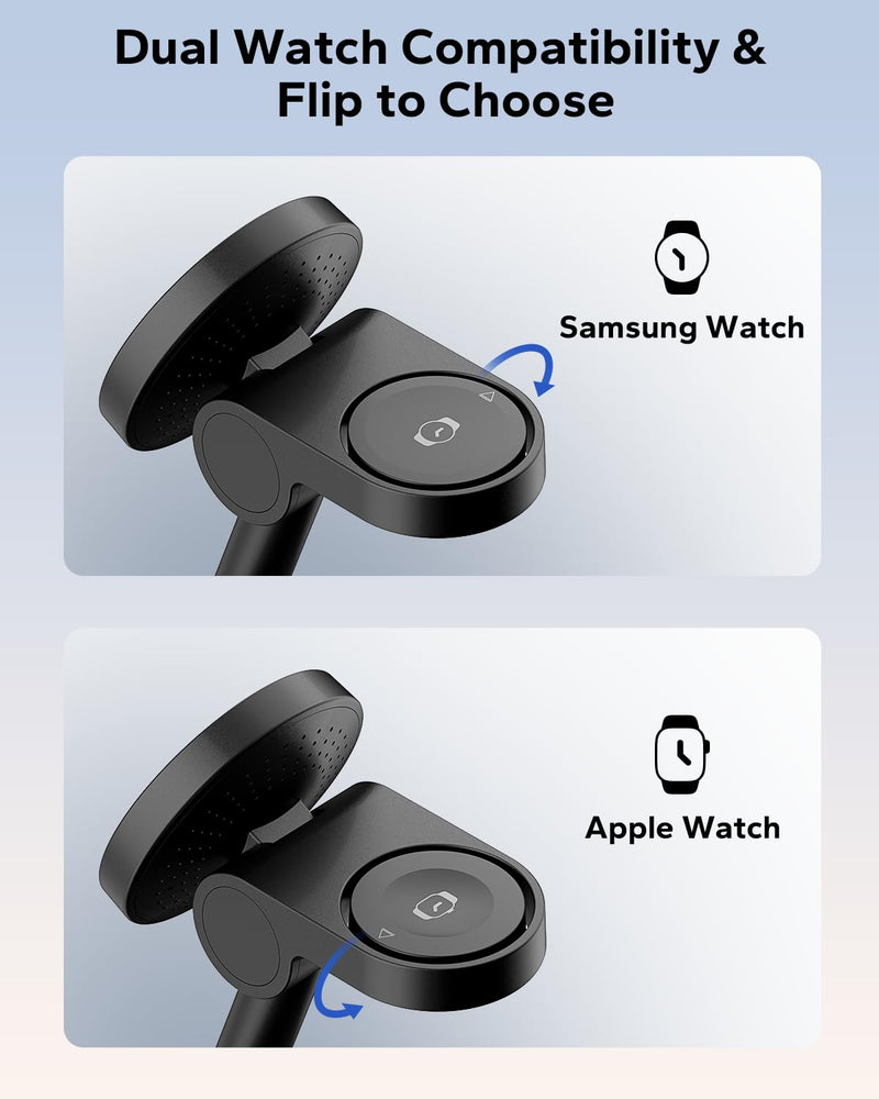 for Samsung 3 in 1 Charging Station, Magnetic Wireless Charger Stand for MagSafe for Samsung Galaxy S26 Ultra/S25/Z Fold7/Flip7, Phone Watch Charger Dock for Galaxy Watch Ultra/8/7 and Buds Black