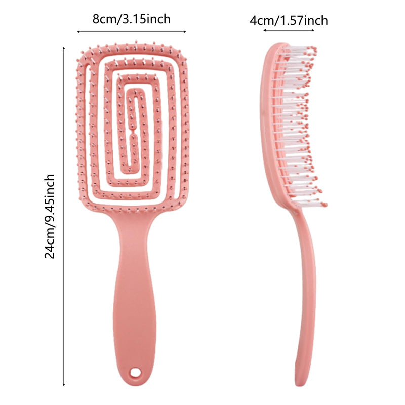 2 Pieces Detangle Hair Brush Hairbrushes For Women Hollow Back Panel, Hanging Handle Suitable For Long, Curly, Dry And Wet Hair (Pink + Purple)