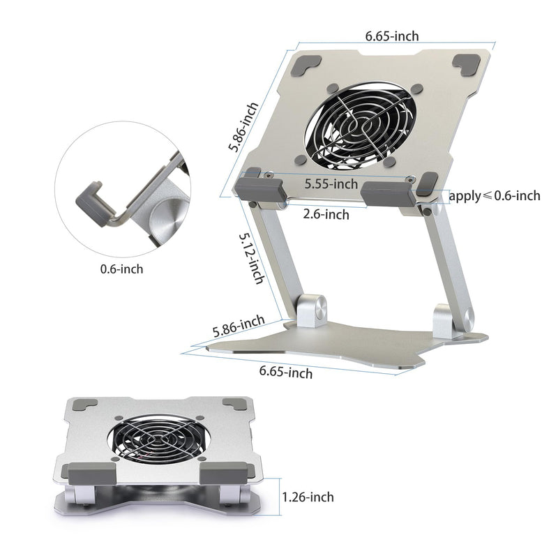 Surface Pro Stand, iPad Cooler,Aluminum Cooling Pad,Sturdy Tablet Stand Holder with Quiet Fan for Microsoft Surface Tablets,iPad Series,Samsung Galaxy Tabs-Up to 15-in Tablets Silver