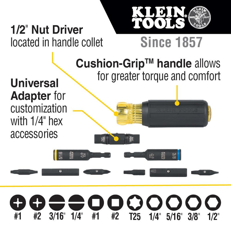 Klein Tools 85517HD 2-Piece Impact Driver Set with 11-in-1 Screwdriver/Nut Driver and 7-in-1 Impact Flip Socket