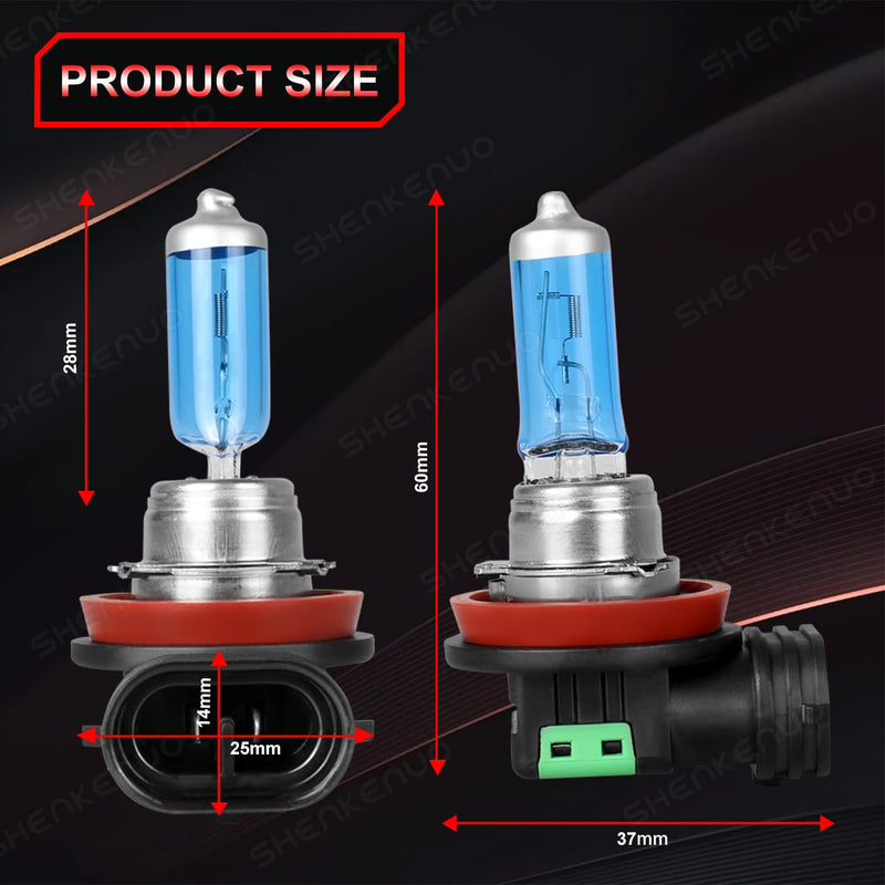 Halogen Headlight Bulbs for Chevy Equinox 2010-2018, 9005 High Beam & H11 Low Beam, 100W 10000LM 5000K White, 300% Brighter Halogen Replacement Bulbs, Plug and Play,Pack of 4