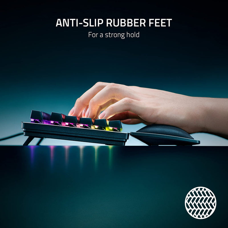 Razer Ergonomic Wrist Rest for Mini Keyboards: Plush Leatherette Memory Foam Cushion - Anti-Slip Rubber Feet Mini Keyboard