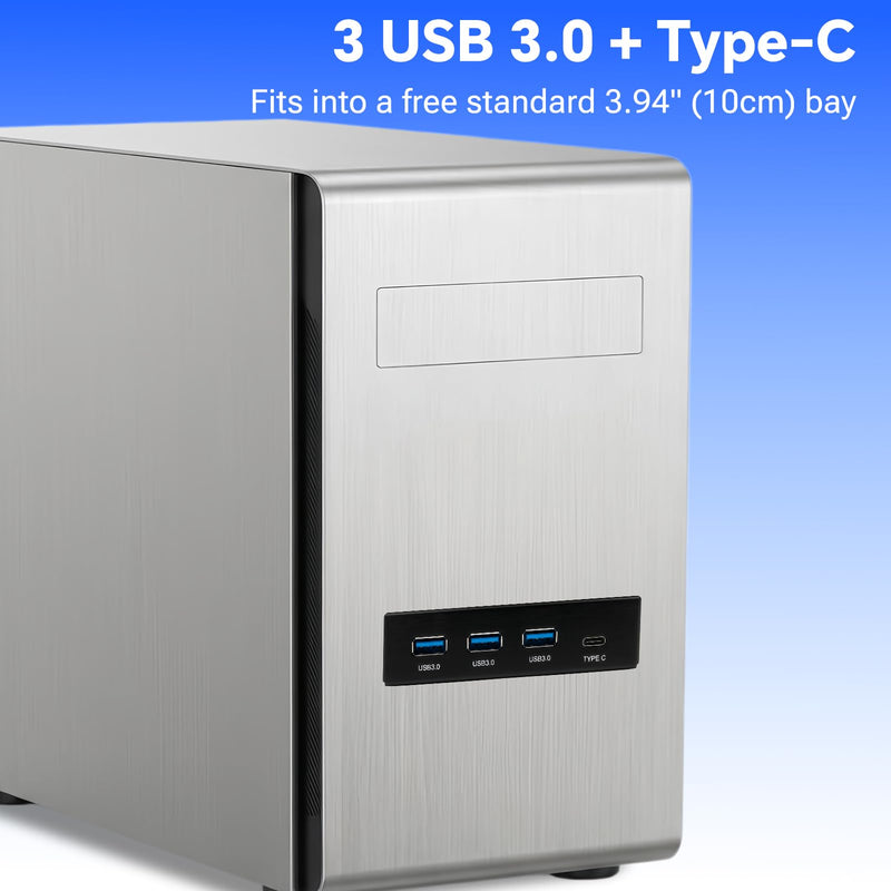 3.5 Inch USB C Front Panel, Internal USB Hub, 4-Port with 3 USB-A & 1 USB-C, USB 3.0 5Gbps Speed Transfer, 15-Pin SATA Power Connection, Fits 3.5" Floppy Drive Bay for Desktop PC Blcak 3A1C