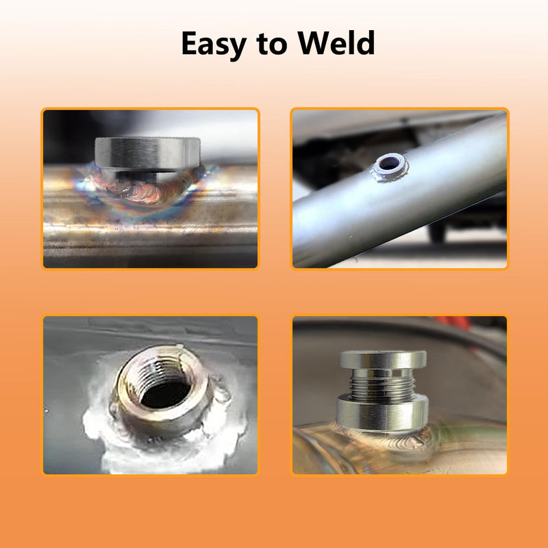 4 Pcs O2 Sensor Bung, 304 Stainless Steel M18x1.5 O2 Bung Weld in, Oxygen Sensor Bung Stepped Style 4 Pcs Silver M18 x 1.5