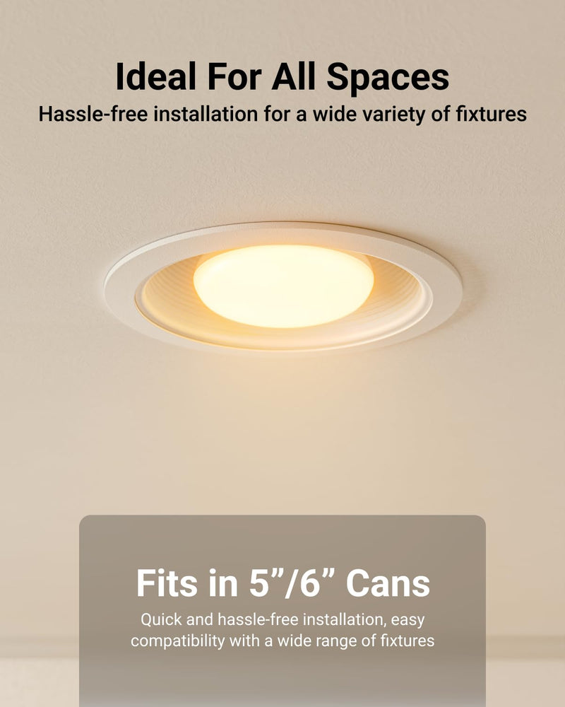 Sunco 6 Pack BR30 LED Bulb, Recessed Can Light Bulbs, Indoor Flood Lighting, 1600 LM, 16W (100W Equivalent) 3000K Warm White, E26 Medium Base, Dimmable UL White - 3000k