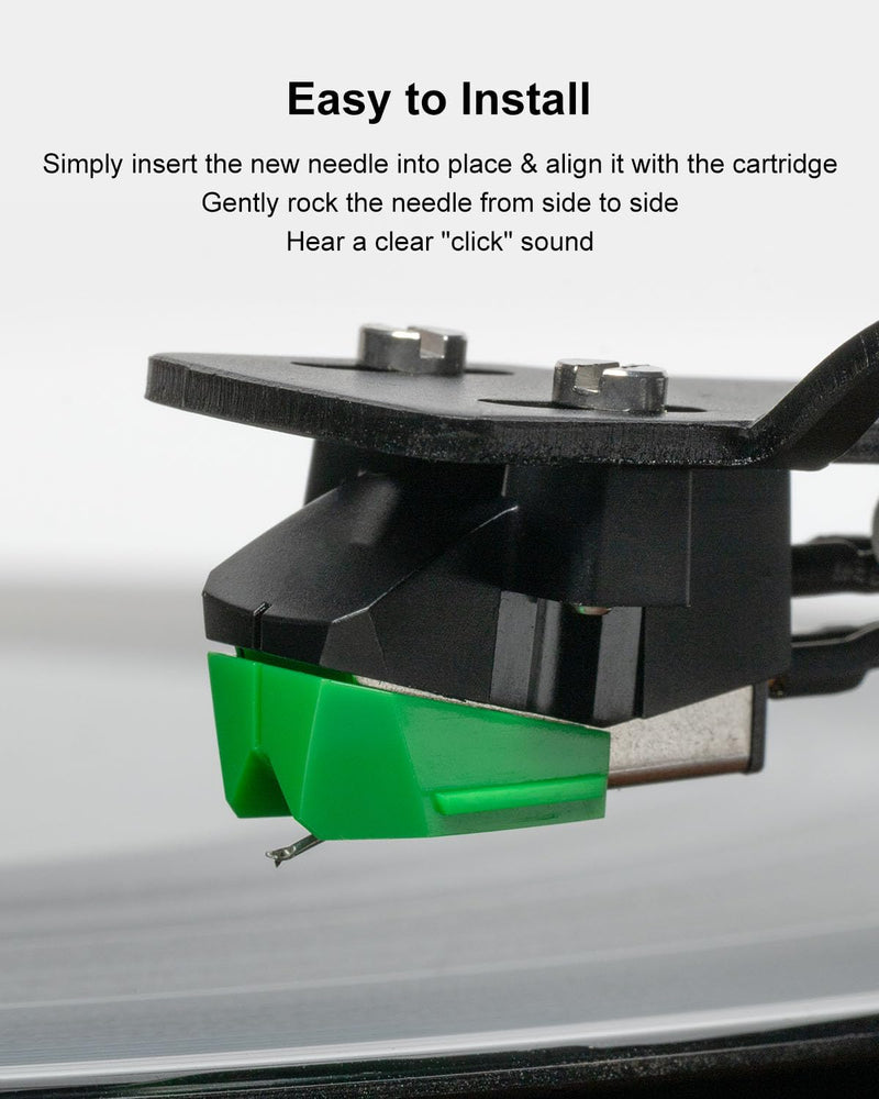 Upgrade Record Player Needle Fit for Audio-Technica AT-VMN95E Stylus, Elliptical Turntable Needle for AT-LP120X Vinyl Record Player, Diamond Record Player Needles Replacement Stylus with Phono Brush