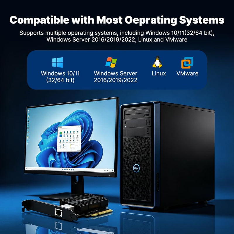 FENVI RTL8127 10G PCIe X4, 4X Faster Than 2.5G, NAS/Server, Win/Linux | PCIe 3.0/4.0 Compatible, Backward Compatible 5G/2.5G/1G/100Mbps, Low-profile for ITX, Perfect for 4K Video Editing & NAS