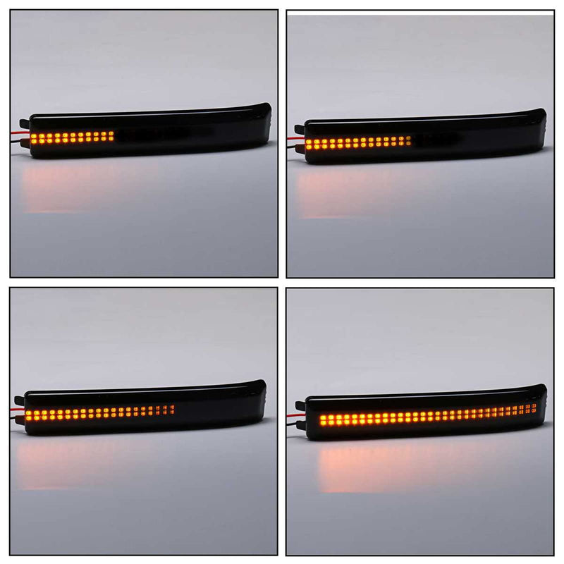  [AUSTRALIA] - 2x Smoked Lens Sequential Amber Full LED Side Mirror Marker Lights Compatible With 2009-2014 Ford F150, 2010-2014 SVT Raptor, Replace OEM Amber Bulb-Less Reflectors