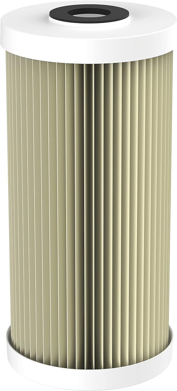 Pentair Pentek ECP5-BB Big Blue Sediment Water Filter, 10-Inch, Whole House Pleated Cellulose Polyester Cartridge, 10" x 4.5", White End-Cap, 5 Micron, Pack of 2