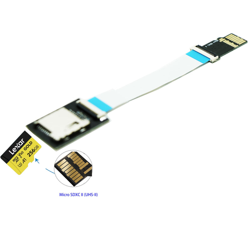 Sintech Micro SD SDXC UHS-II Male to Female Extension Card with 9CM Flex Cable,Support SD/SDHC/SDXC UHS-I UHS-II V60 V90