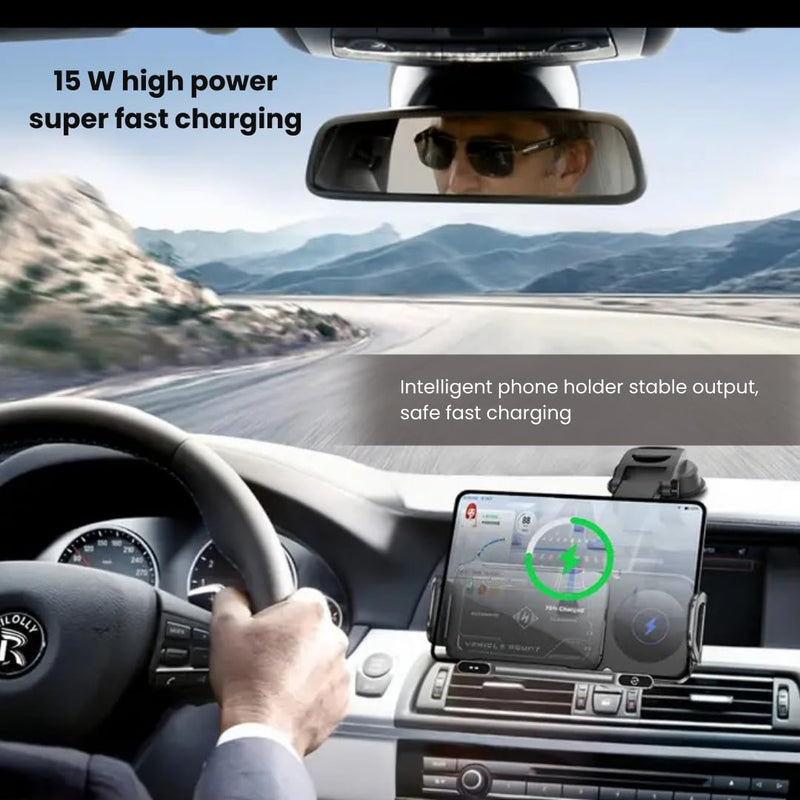 Wireless Car Charger Mount, Auto-Clamping Phone Holder with Fast Charging – Wireless Cell Phone Charging Car Mount for iPhone & Android (Dashboard Mount) Dashboard Mount