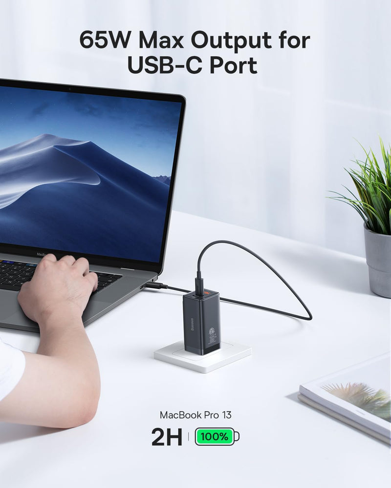 Steam Deck Dock, Baseus 6-in-1 Docking Station for Steam Deck & ROG Ally & Legion Go & USB C Charger, Baseus 65W USB C Wall Charger, 3 Ports Foldable GaN Charger, Fast Charger Block for iPhone