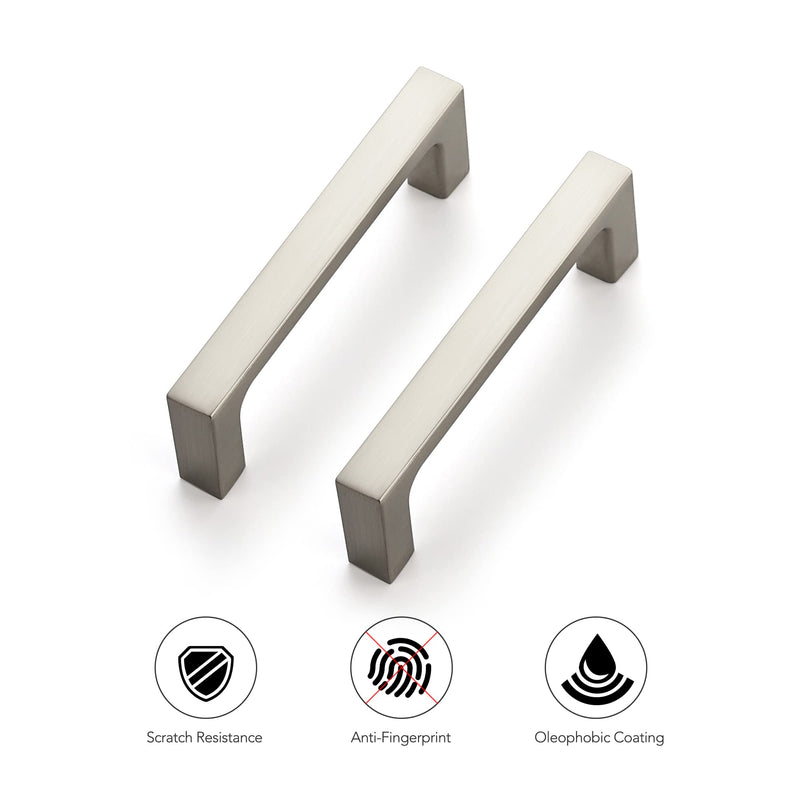 Ravinte 10 Pack Square Kitchen Cabinet Handles - Brushed Nickel Cabinet Hardware - 3 inch Hole Centers - Dresser Pulls - Slim Solid Drawer Handles 3 Inch Hole Center