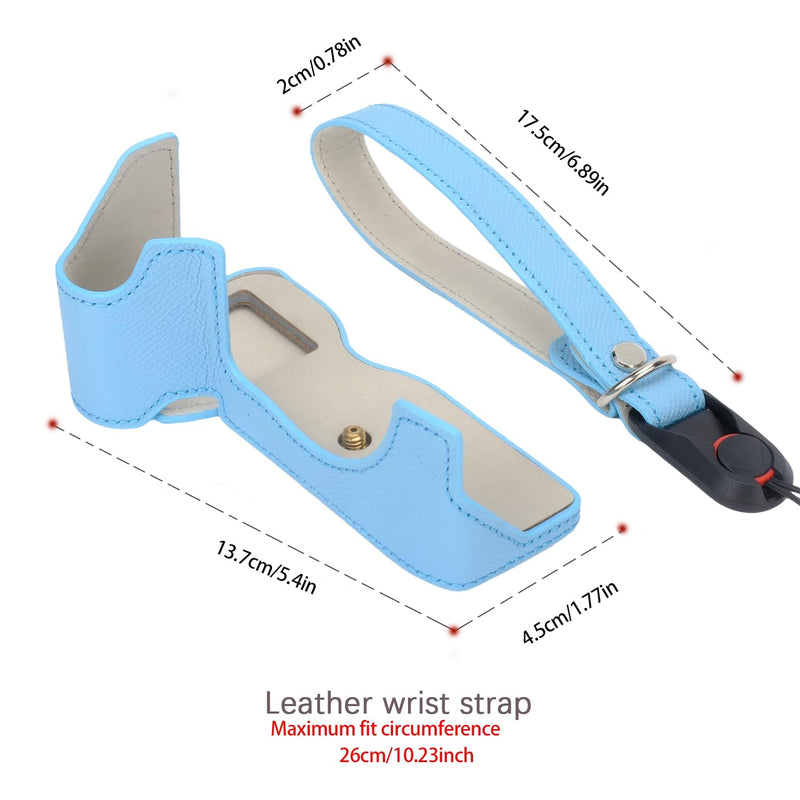 Bowan for Sony A7 Mark IV Camera Case,Handmade Genuine Real Leather Half Camera Case Bag Cover for A7IV A7M IV A7M4 A7 Mark IV A7RV A7R5 Camera Bottom Opening Version + Hand Strap (Blue) Blue