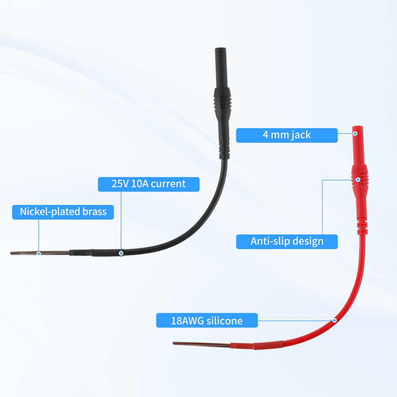 Flexible Spoon Back Probe, 4PCS Multimeter Leads Kit Silicon Flexible Test Back Probe Pins Test Wire Kit Power Probes Compatible with 4mm Banana Plug for Wire Piercing Car Repairing Electrical Testing 4