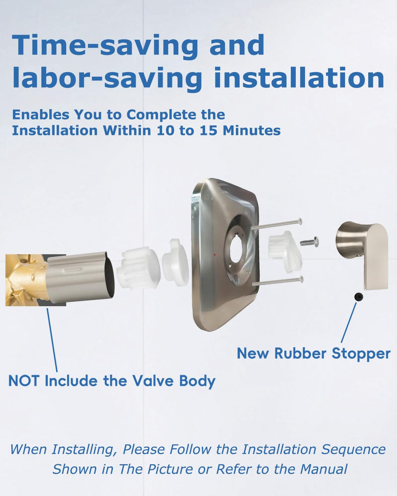 Compatible with Moen T2471BN Shower Trim Kit Brushed Nickel, Anti-Scald Pressure Balance Genta LX Valve Trim Kit, Spot-Resist & Easy-to-Clean Shower Handle, Fit 2510 Series Valve(Valve Not Included)