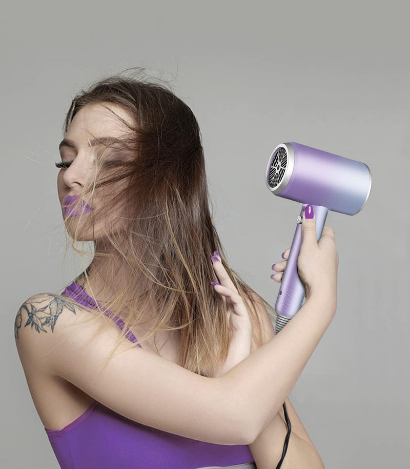  [AUSTRALIA] - Hair Dryer, 2000W Fast Drying Ionic Hairdryers for Women, Lightweight Blow Dryer with Stand for Women Kids Home Travel Salon - Gradient Purple