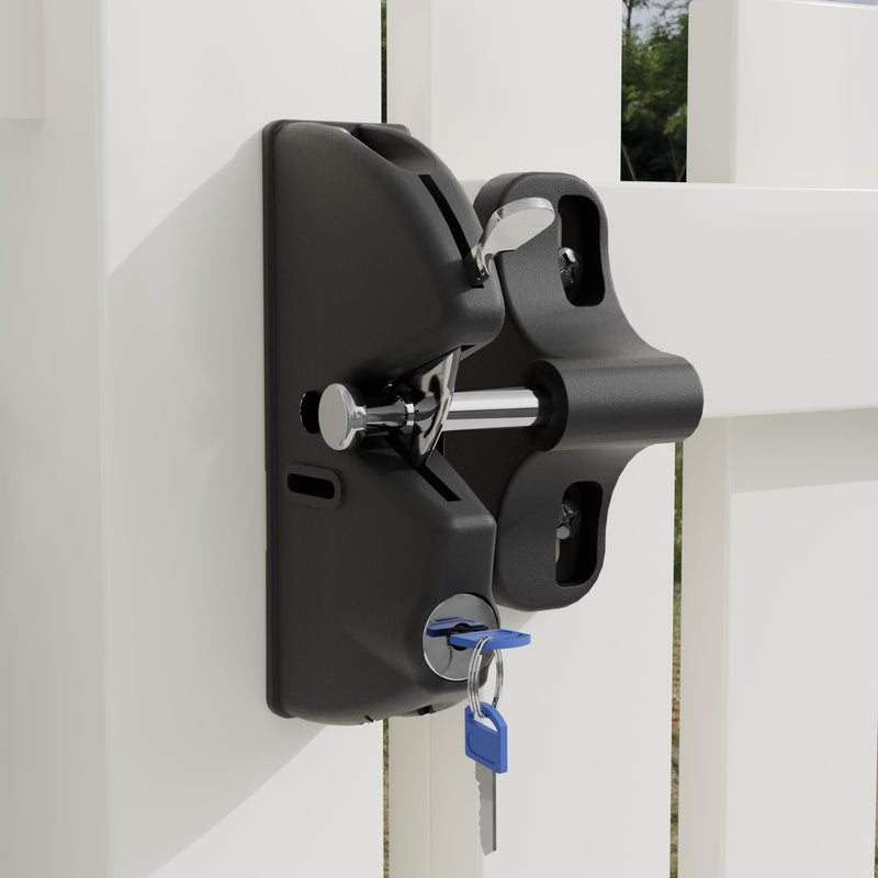 Self Locking gate Latch, Lockable Latch Key, Fence Lock Suitable for Outdoor Gates. Locking gate Latch Fence Hardware Suitable for Metal, Wood, and Vinyl Fences. Black Finish 1