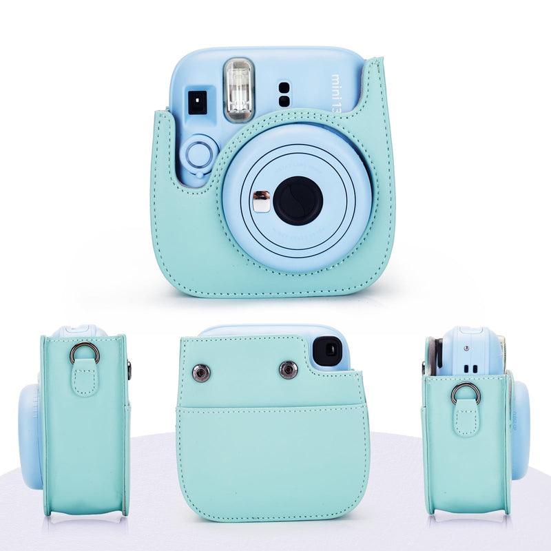 Phetium Mini 13 Camera Case for Fujifilm Instax Mini 13 12 Camera-Green | Mini Camera Protective Case,PU Leather Bag,Photo Storage Pocket,Adjustable Shoulder Strap,Magnetic Flip Lagoon Green