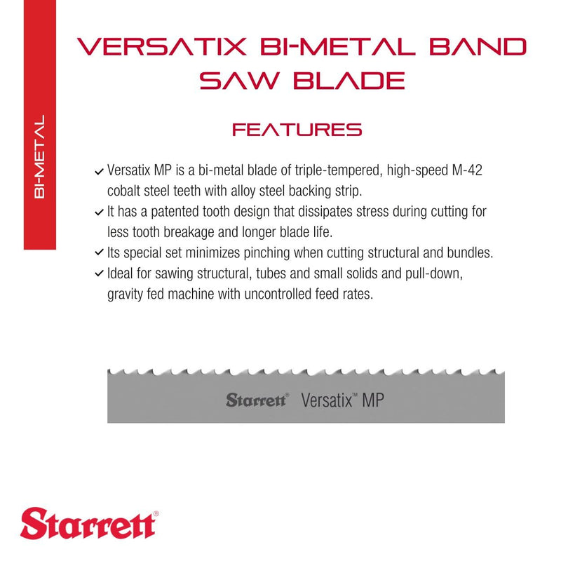Starrett Versatix MP Bi-Metal Band Saw Blade - 08 Ft. 0-1/2 in., 1 x .035 x 10-14/IP-P-R - 99334-08-00-1/2 8' 0-1/2" 10-14 TPI