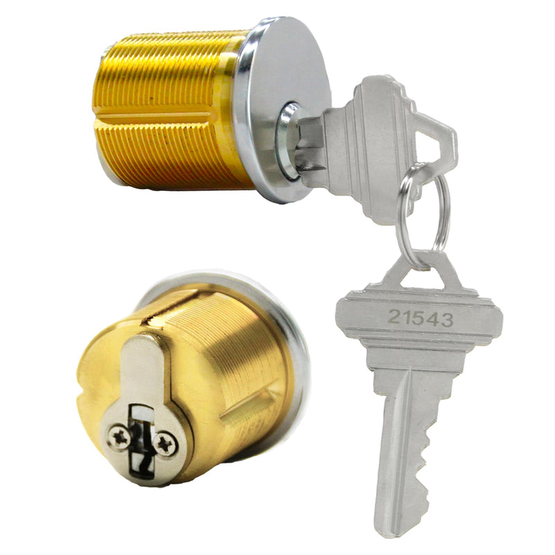 2Pcs Brass Mortise Cylinder Locks with 2 SC1 Keyway Keys | Fit Standard Commercial Door Replacement Lock Mortise Cylinder for Home Aluminum Door( 1 1/8" Inch - Different SC1 Keys) 1-1/8 inch Door Cylinder Locks