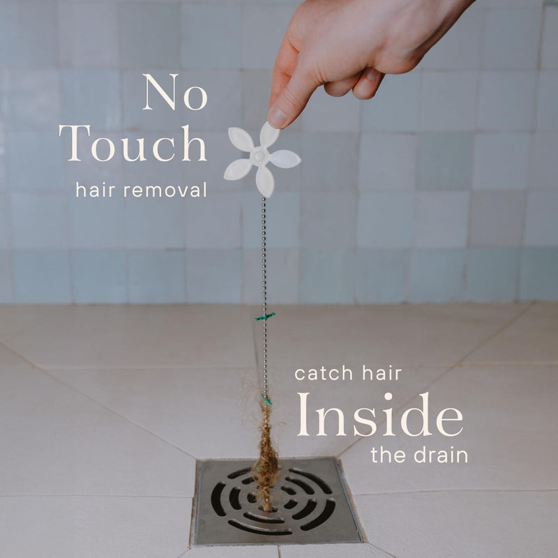 DrainWig Shower Drain Hair Catcher – Disposable Bathroom Hair Trap, Easy to Install in Shower Drain Cover, Helps Prevent Clogs – As Seen on Shark Tank – White Flower (12-Pack) 12 Count