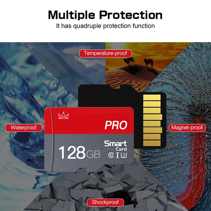 128GB Micro Memory Card Class 10 Memory Cards Mini TF Card with Adapter for Smartphones/Tablet/Drone/Game Console 128GB
